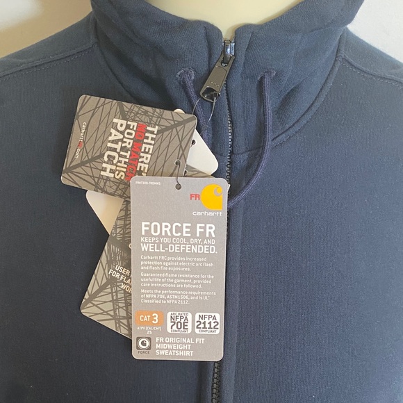 Carhartt Men's Navy Fire Retardant Hooded Jacket - Picture 6 of 9